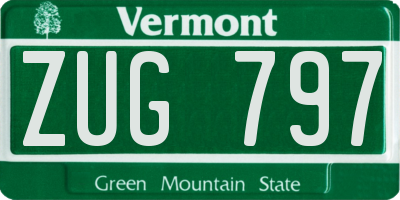 VT license plate ZUG797