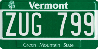 VT license plate ZUG799