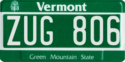 VT license plate ZUG806