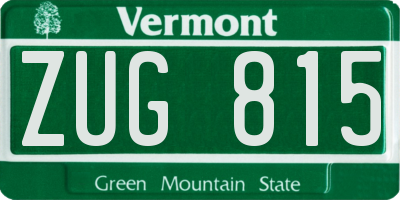 VT license plate ZUG815
