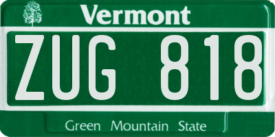 VT license plate ZUG818
