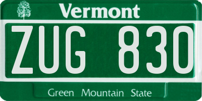 VT license plate ZUG830