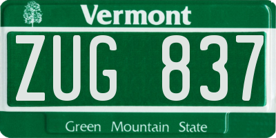 VT license plate ZUG837