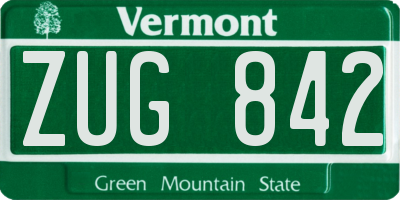 VT license plate ZUG842