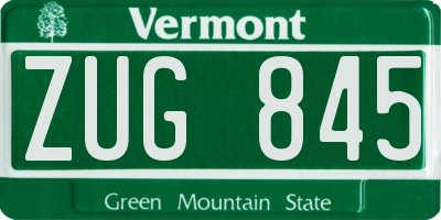 VT license plate ZUG845