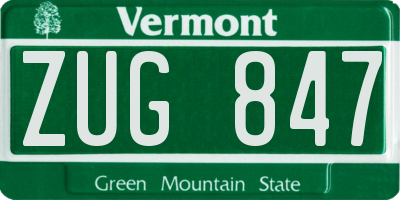 VT license plate ZUG847