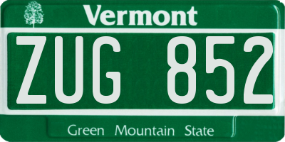 VT license plate ZUG852
