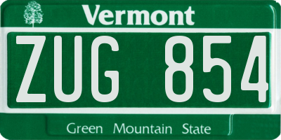 VT license plate ZUG854