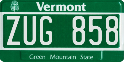 VT license plate ZUG858