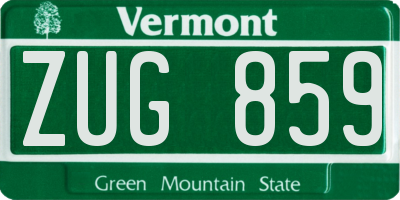VT license plate ZUG859