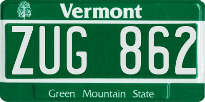 VT license plate ZUG862