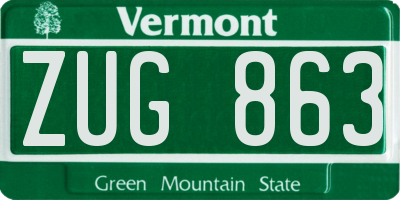 VT license plate ZUG863