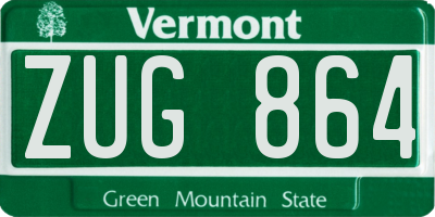 VT license plate ZUG864