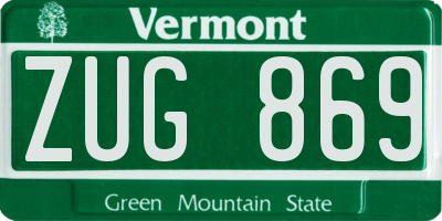 VT license plate ZUG869
