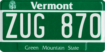 VT license plate ZUG870