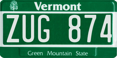 VT license plate ZUG874