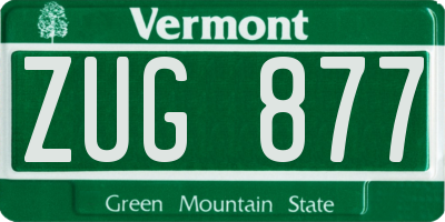 VT license plate ZUG877