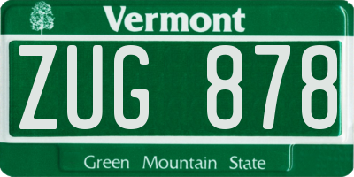 VT license plate ZUG878