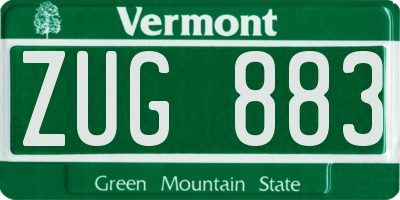 VT license plate ZUG883