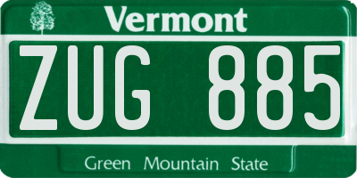 VT license plate ZUG885