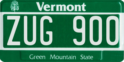 VT license plate ZUG900