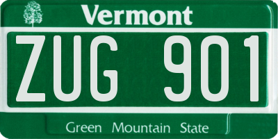 VT license plate ZUG901