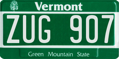 VT license plate ZUG907