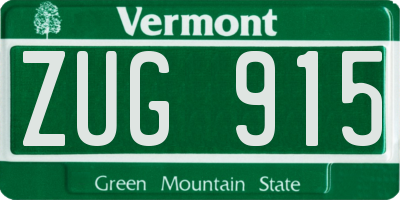 VT license plate ZUG915
