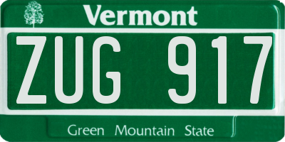 VT license plate ZUG917