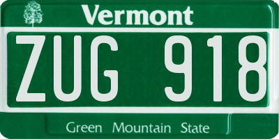 VT license plate ZUG918