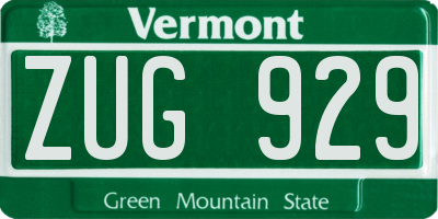 VT license plate ZUG929