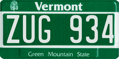 VT license plate ZUG934