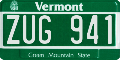 VT license plate ZUG941