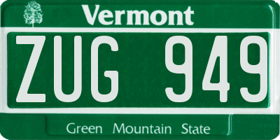 VT license plate ZUG949