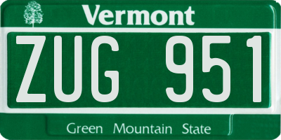 VT license plate ZUG951