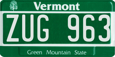VT license plate ZUG963