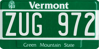 VT license plate ZUG972