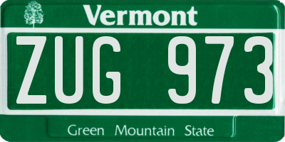 VT license plate ZUG973