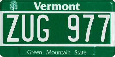 VT license plate ZUG977