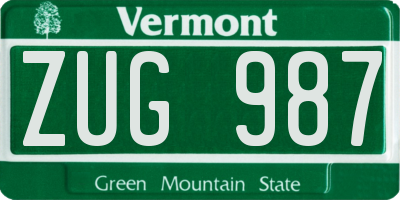 VT license plate ZUG987