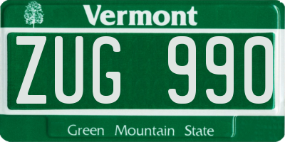 VT license plate ZUG990