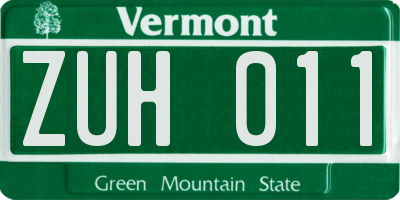 VT license plate ZUH011