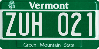 VT license plate ZUH021