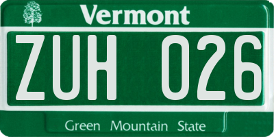 VT license plate ZUH026