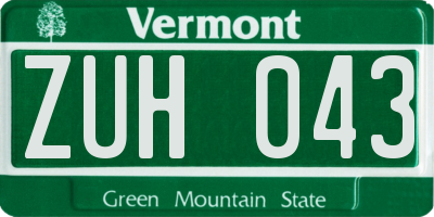 VT license plate ZUH043