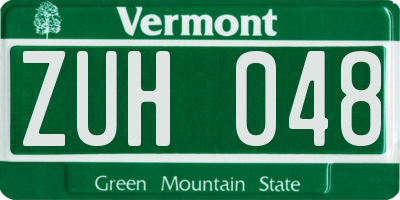 VT license plate ZUH048