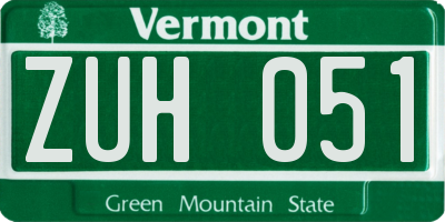 VT license plate ZUH051