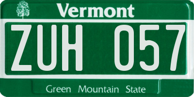 VT license plate ZUH057
