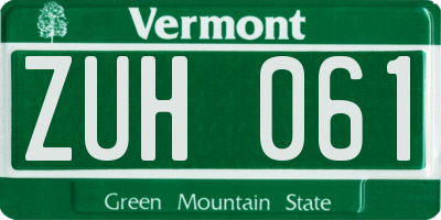 VT license plate ZUH061