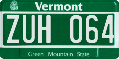 VT license plate ZUH064